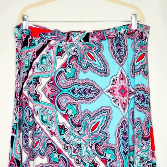 Chico's Paisley Scarf Print Maxi Skirt Size 3 US XL/16 Stretch Pull-on Floral - Picture 4 of 11